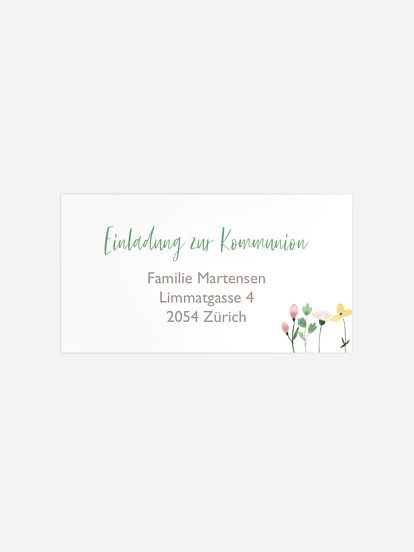 Empfängeraufkleber Konfirmation und Kommunion Blümchenwiese