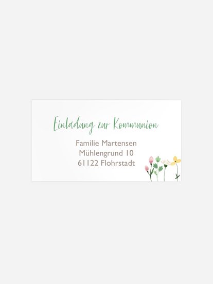 Empf&#xE4;ngeraufkleber Konfirmation und Kommunion Bl&#xFC;mchenwiese