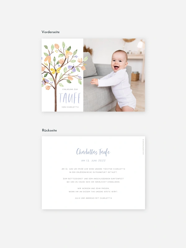 Taufeinladung Butterfly Tree