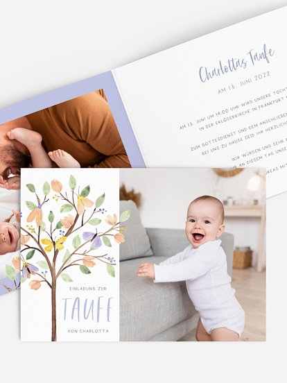 Taufeinladung Butterfly Tree