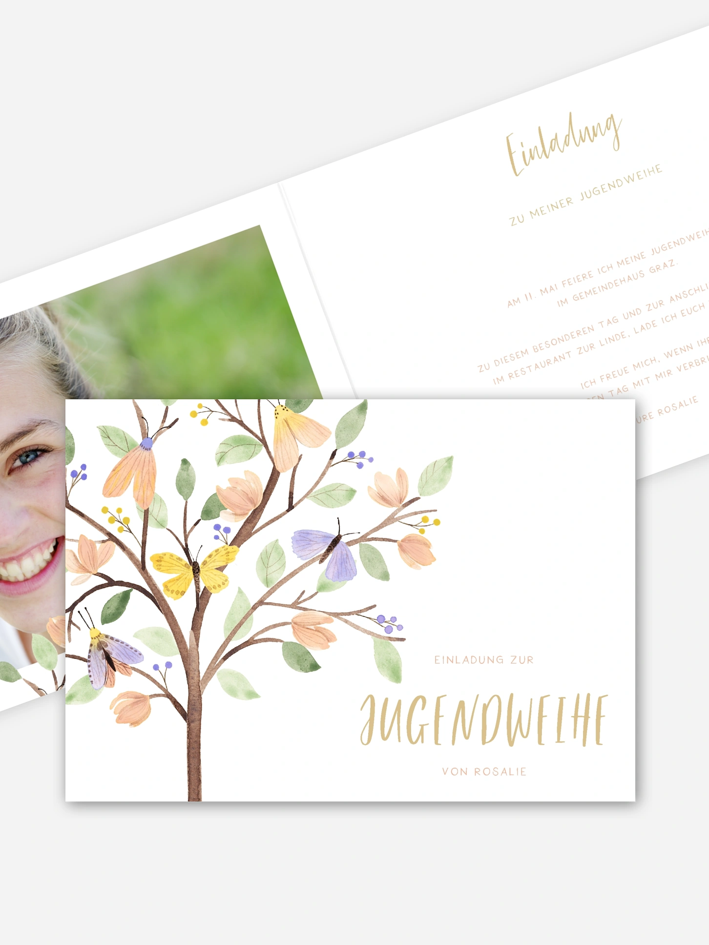 Einladung Jugendweihe Butterfly Tree
