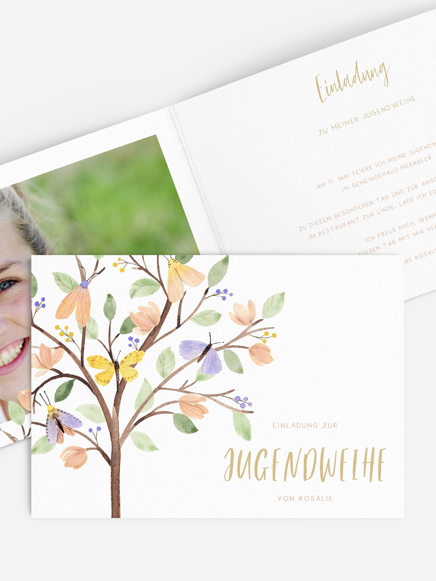 Einladung Jugendweihe Butterfly Tree
