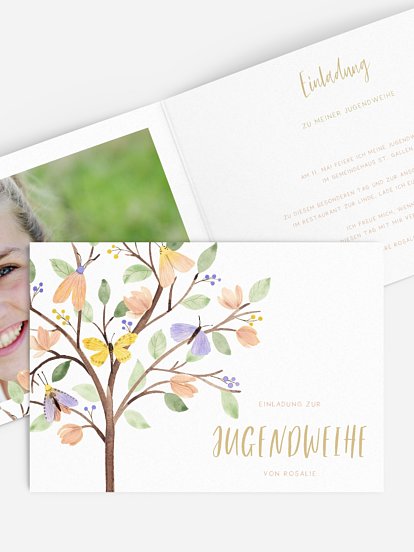 Einladung Jugendweihe Butterfly Tree