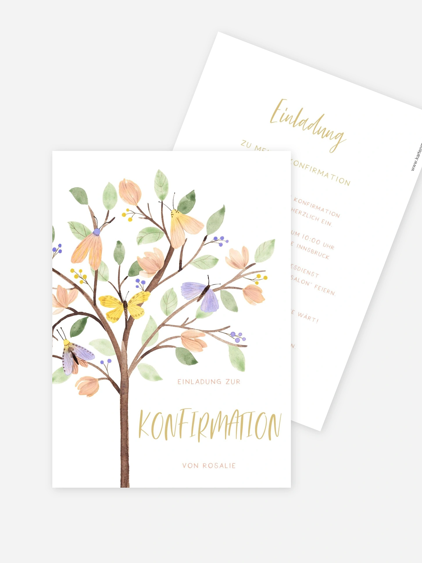 Konfirmationseinladung Butterfly Tree