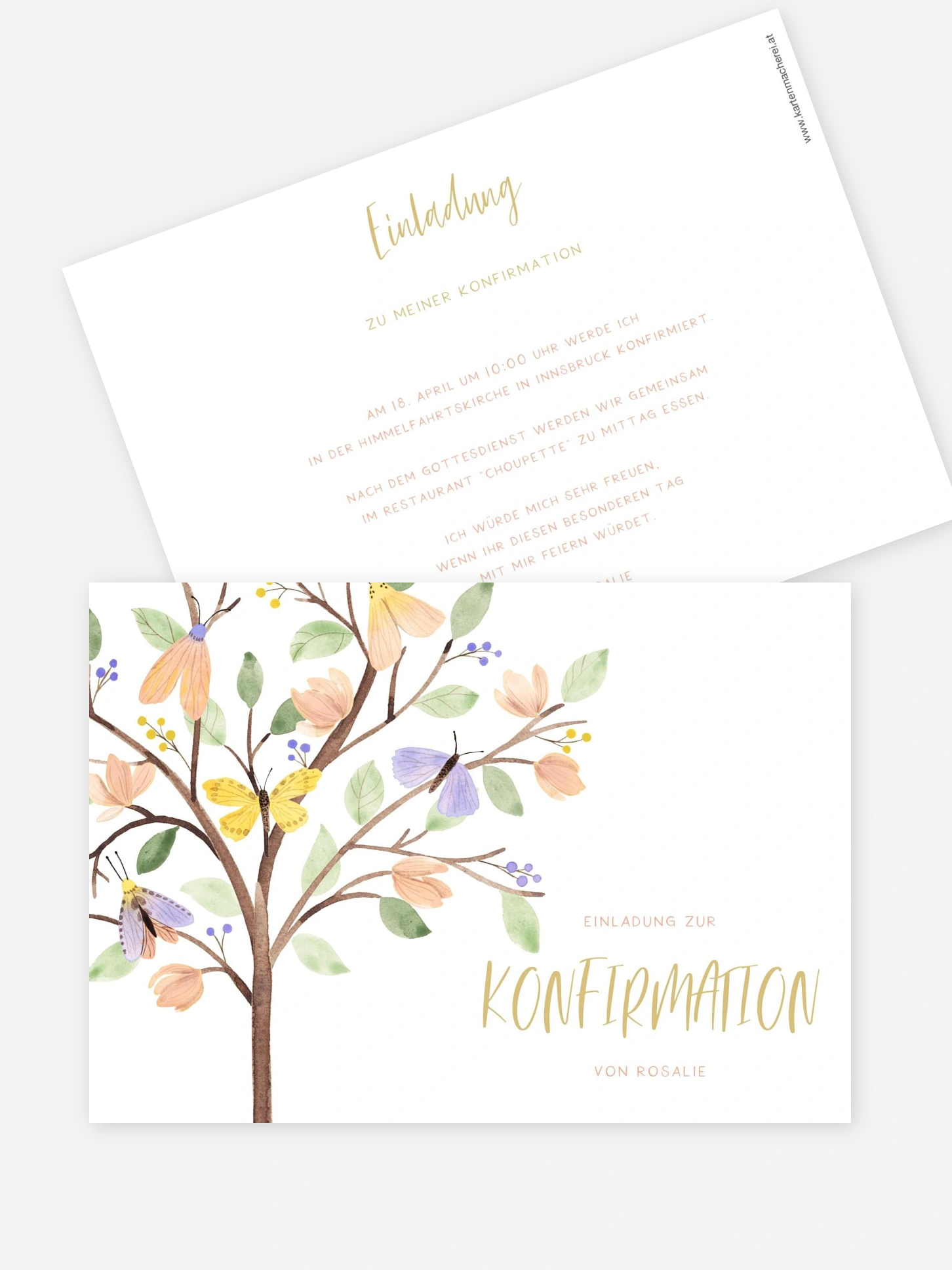 Konfirmationseinladung Butterfly Tree