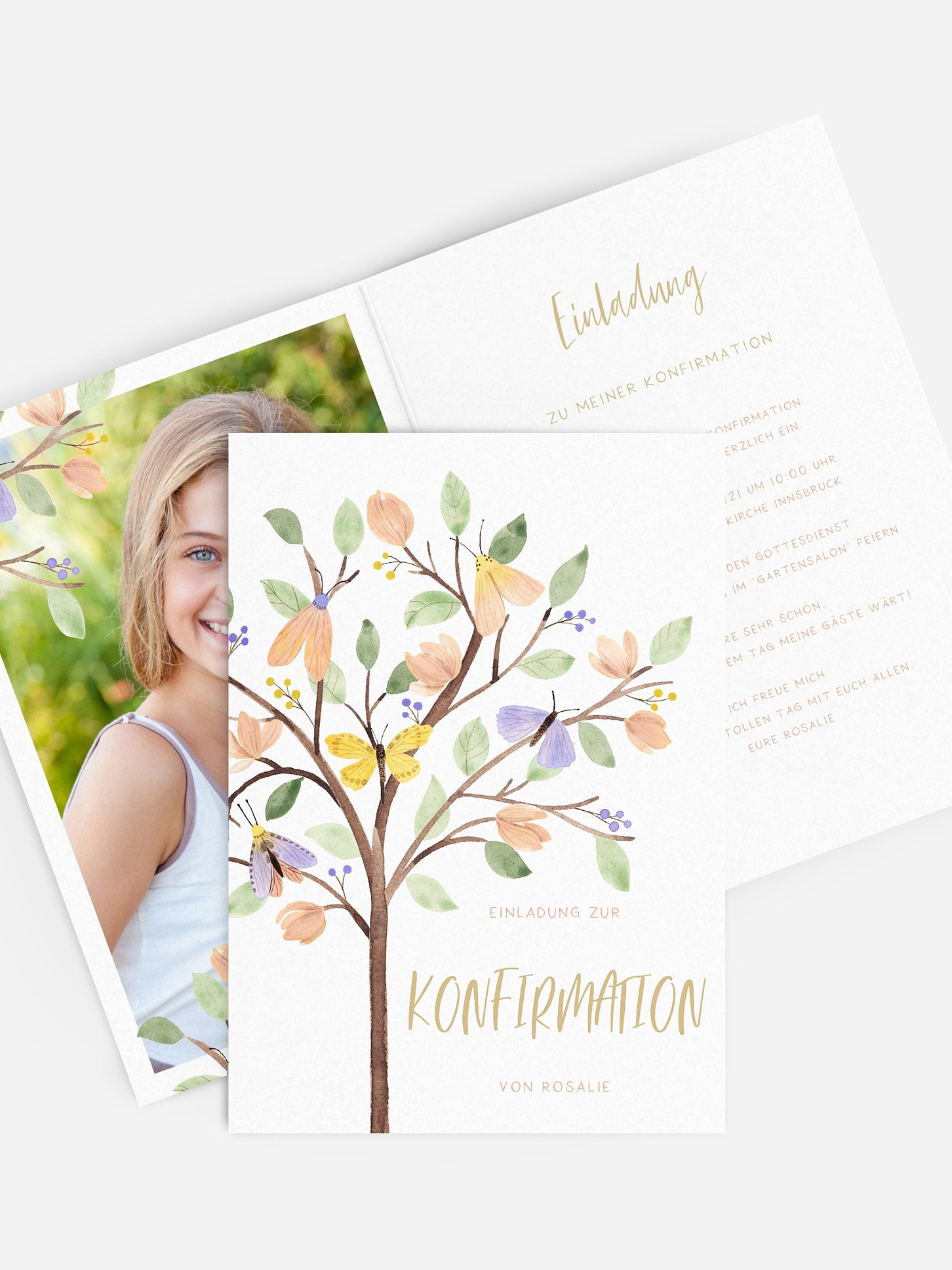 Konfirmationseinladung Butterfly Tree
