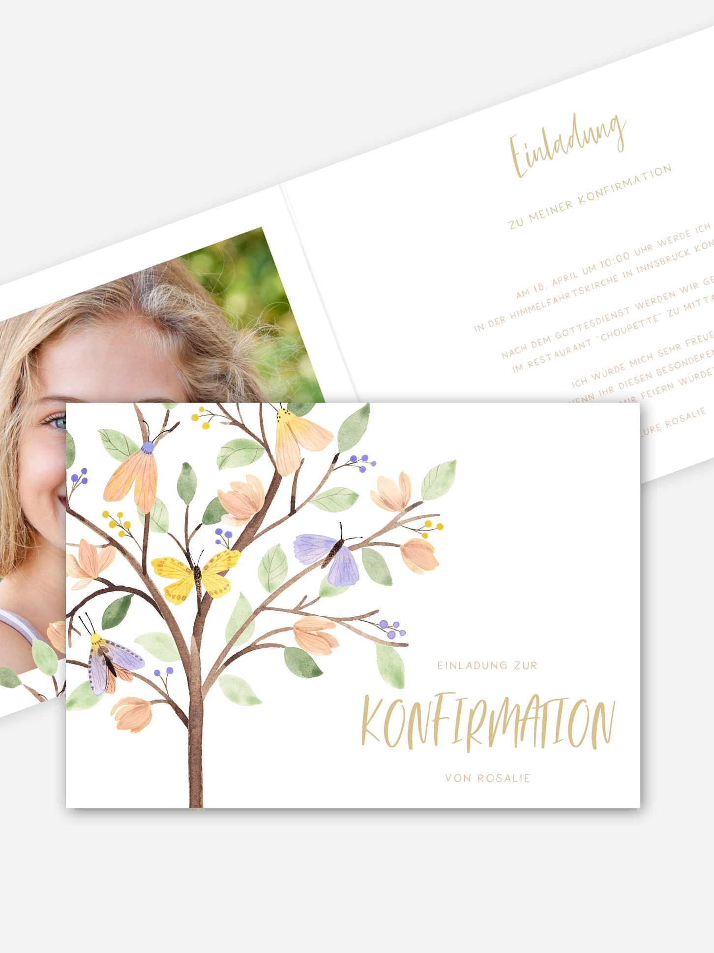 Konfirmationseinladung Butterfly Tree
