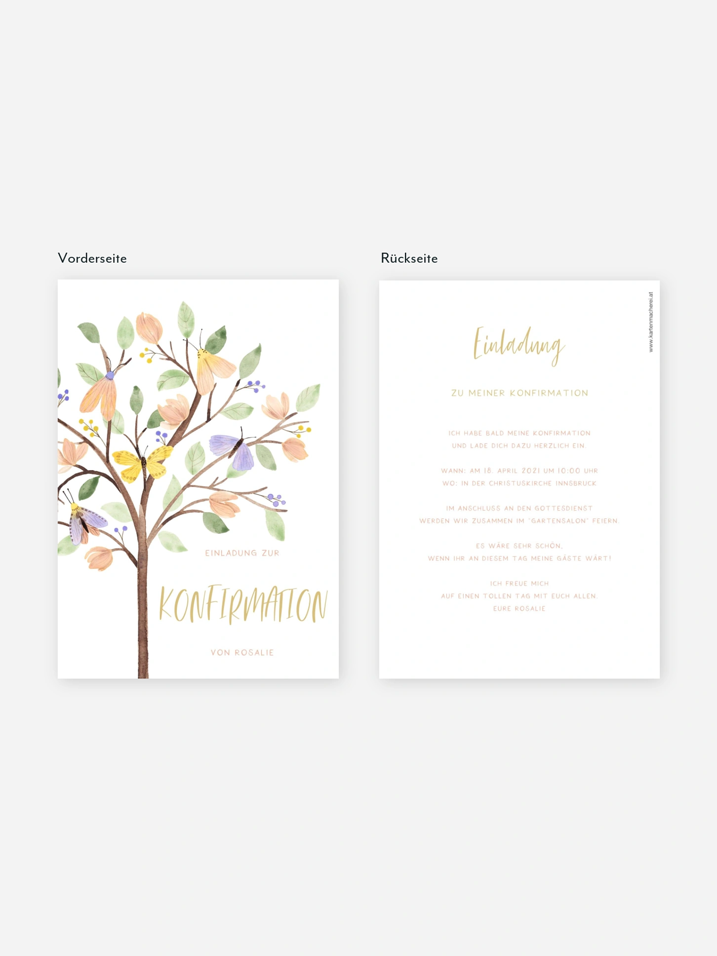 Konfirmationseinladung Butterfly Tree