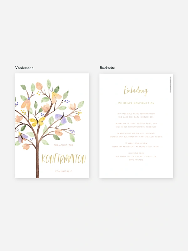 Konfirmationseinladung Butterfly Tree