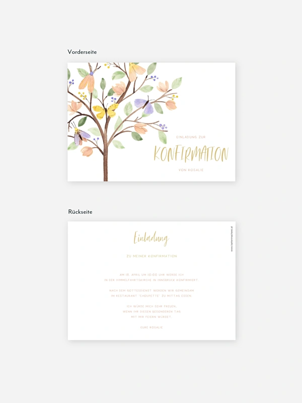 Konfirmationseinladung Butterfly Tree