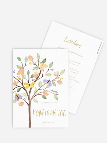 Konfirmationseinladung Butterfly Tree