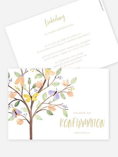 Konfirmationseinladung Butterfly Tree
