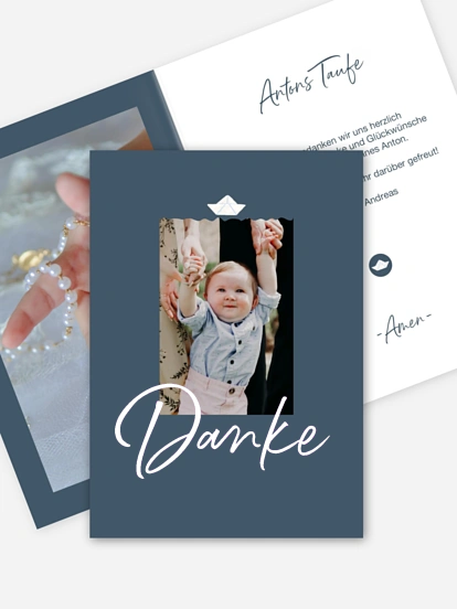 Dankeskarte Taufe Bötchen Foto