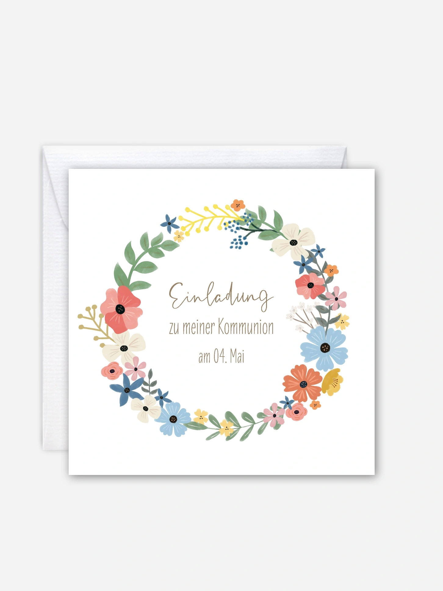 Kommunionseinladung Happy Wreath