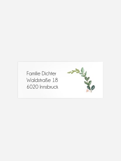 Absenderaufkleber Taufe Dove Leaves