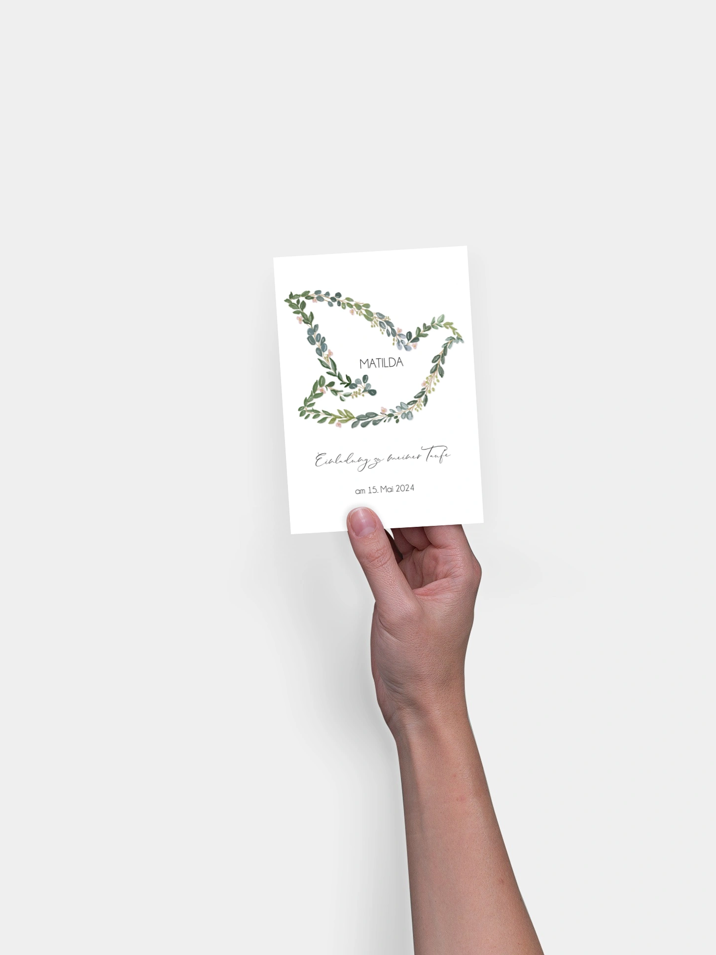 Taufeinladung Dove Leaves