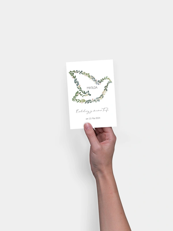 Taufeinladung Dove Leaves