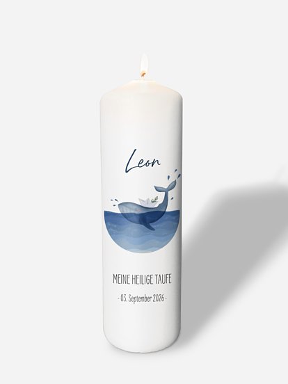Taufkerze Happy Whale