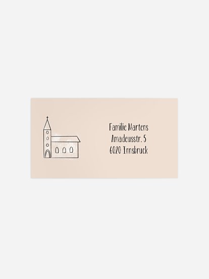 Empfängeraufkleber Taufe Piktogramme