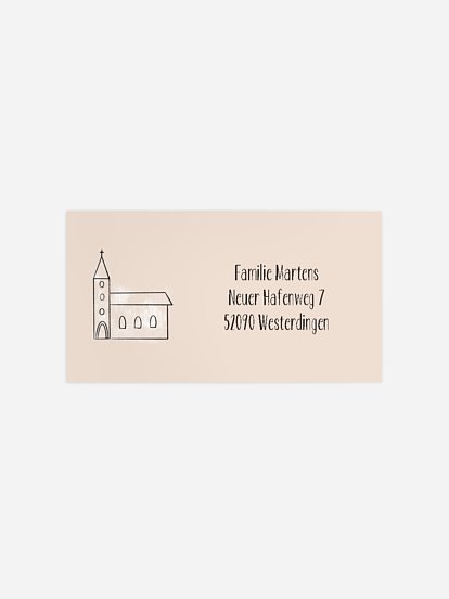 Empfängeraufkleber Taufe Piktogramme