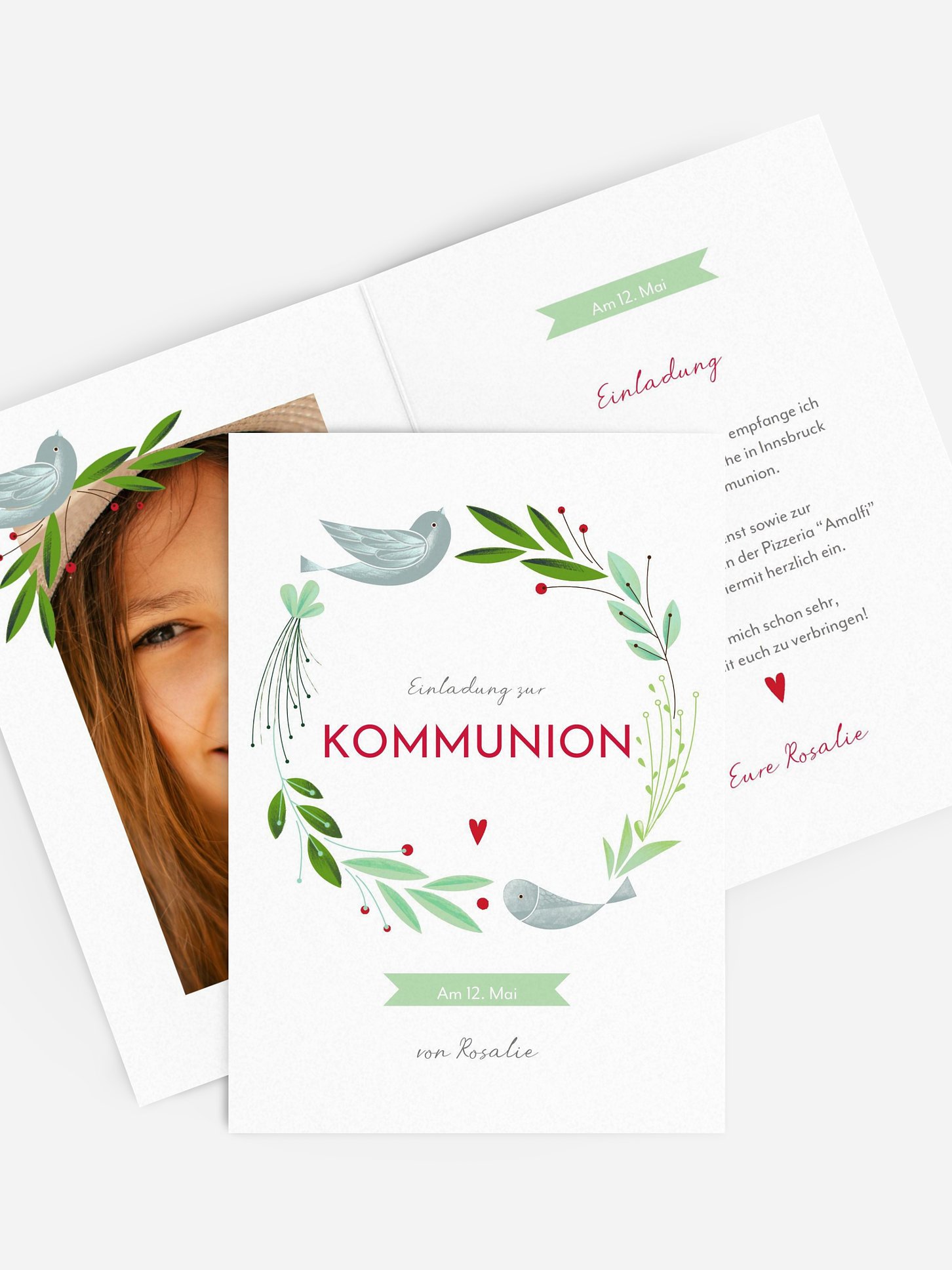 Kommunionseinladung Vogelnest
