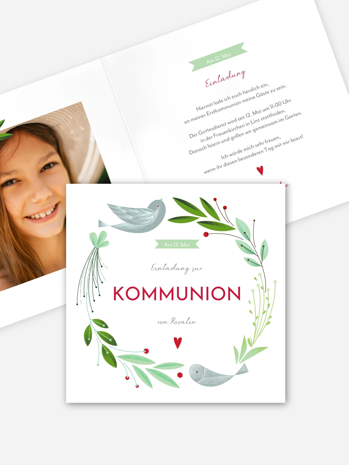 Kommunionseinladung Vogelnest