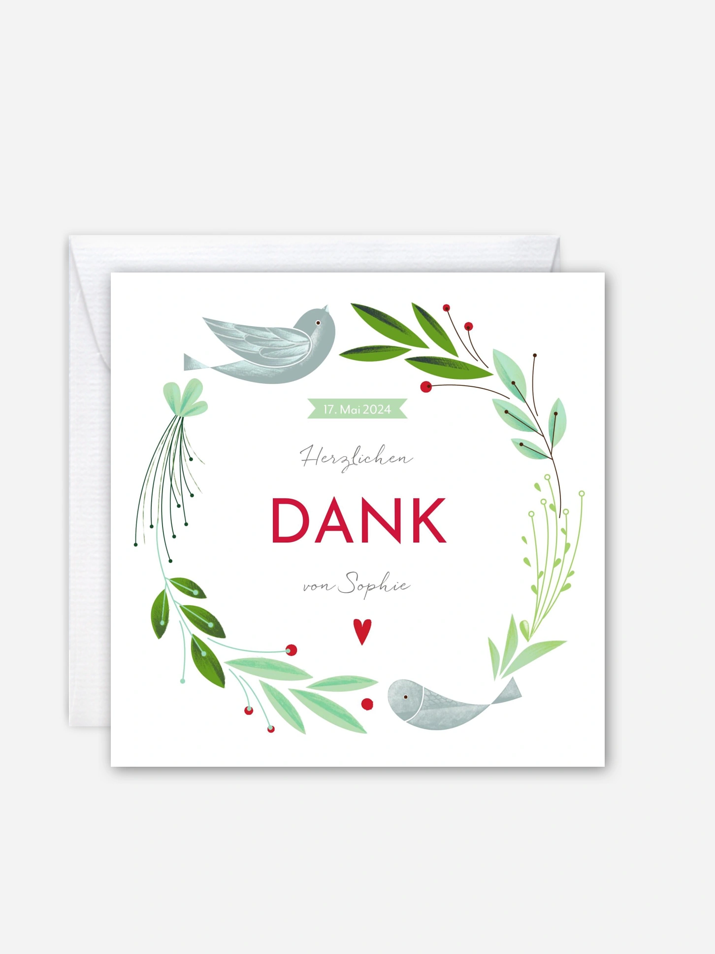 Dankeskarte Taufe Vogelnest