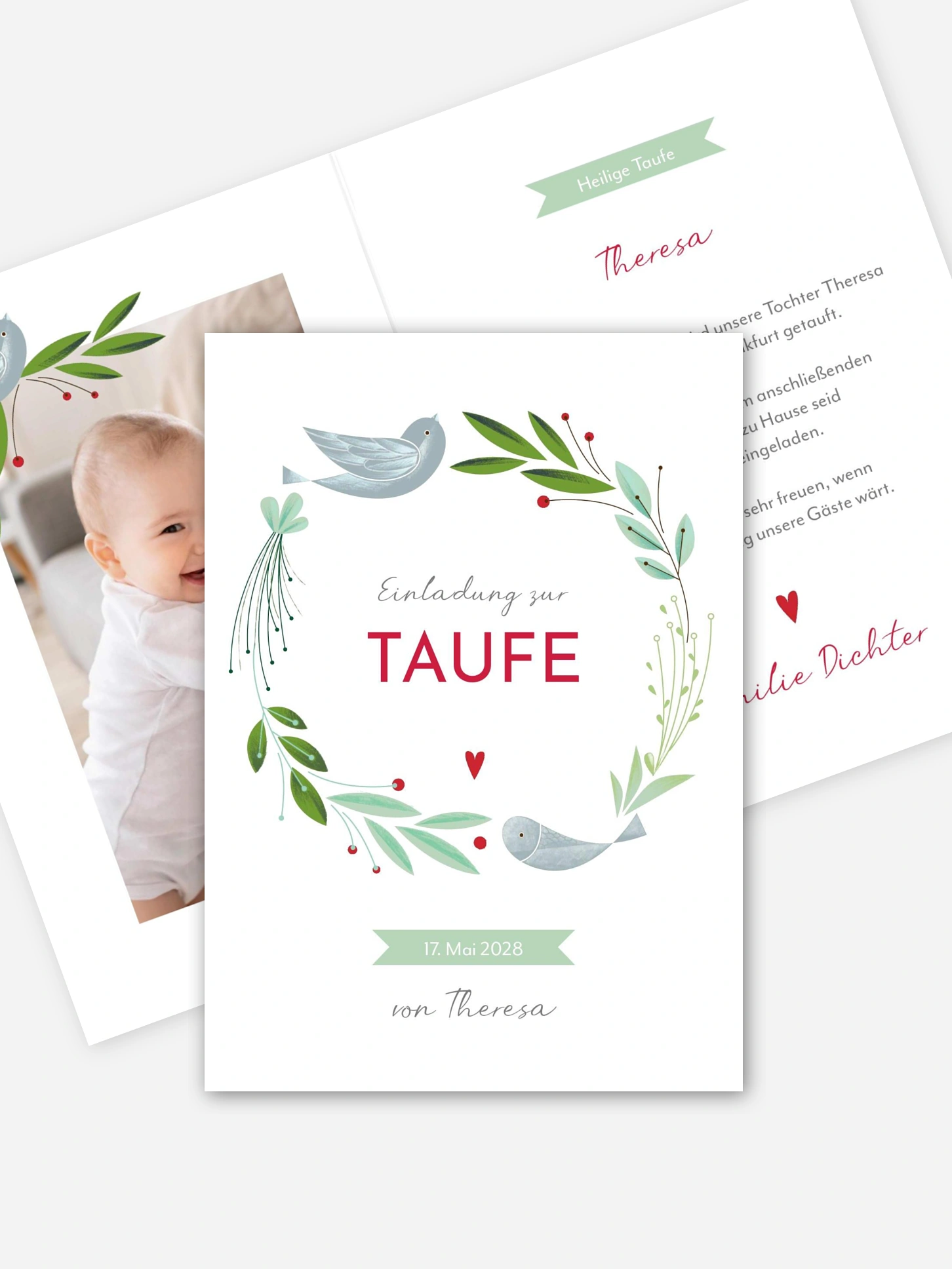Taufeinladung Vogelnest