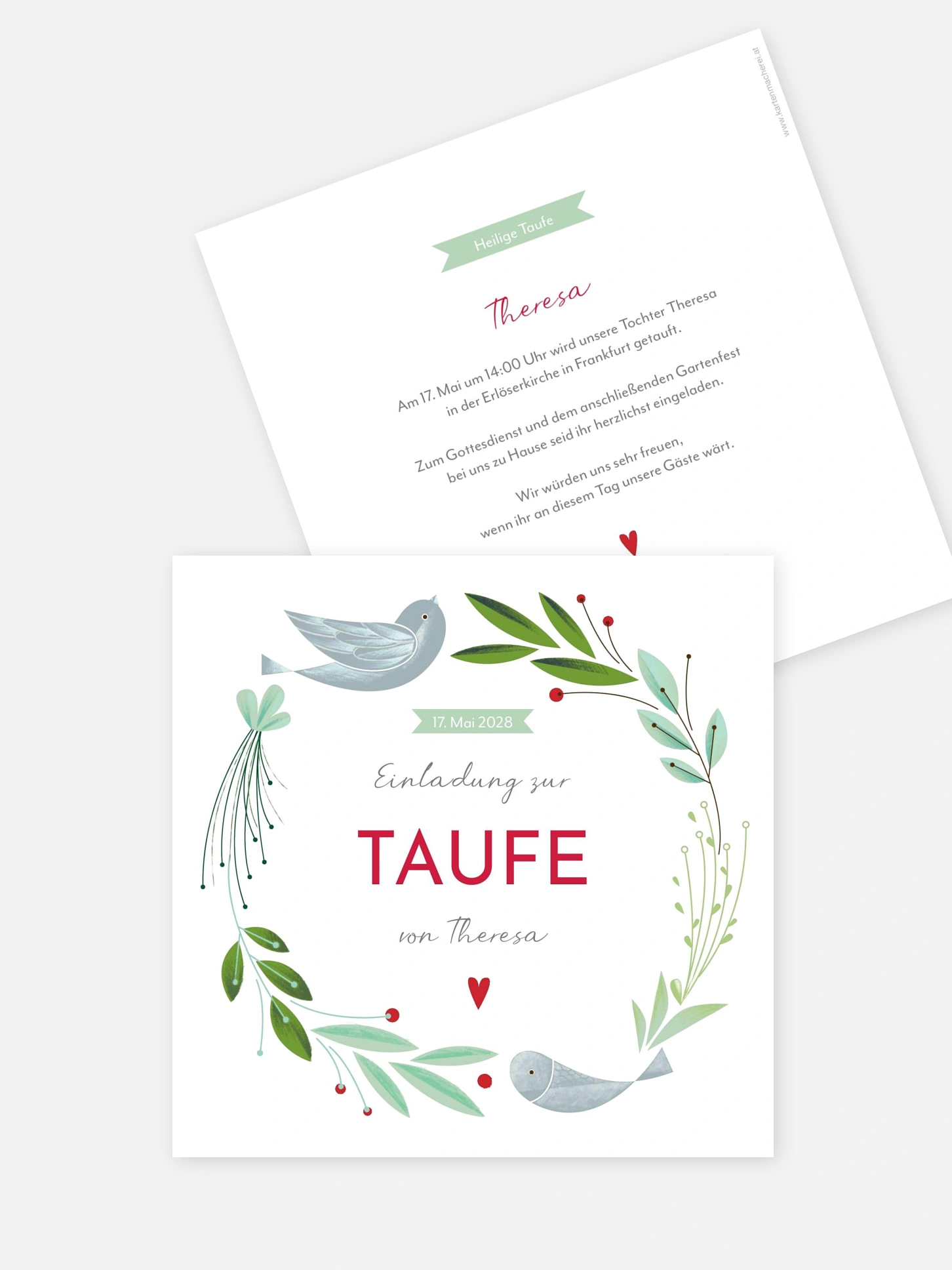 Taufeinladung Vogelnest
