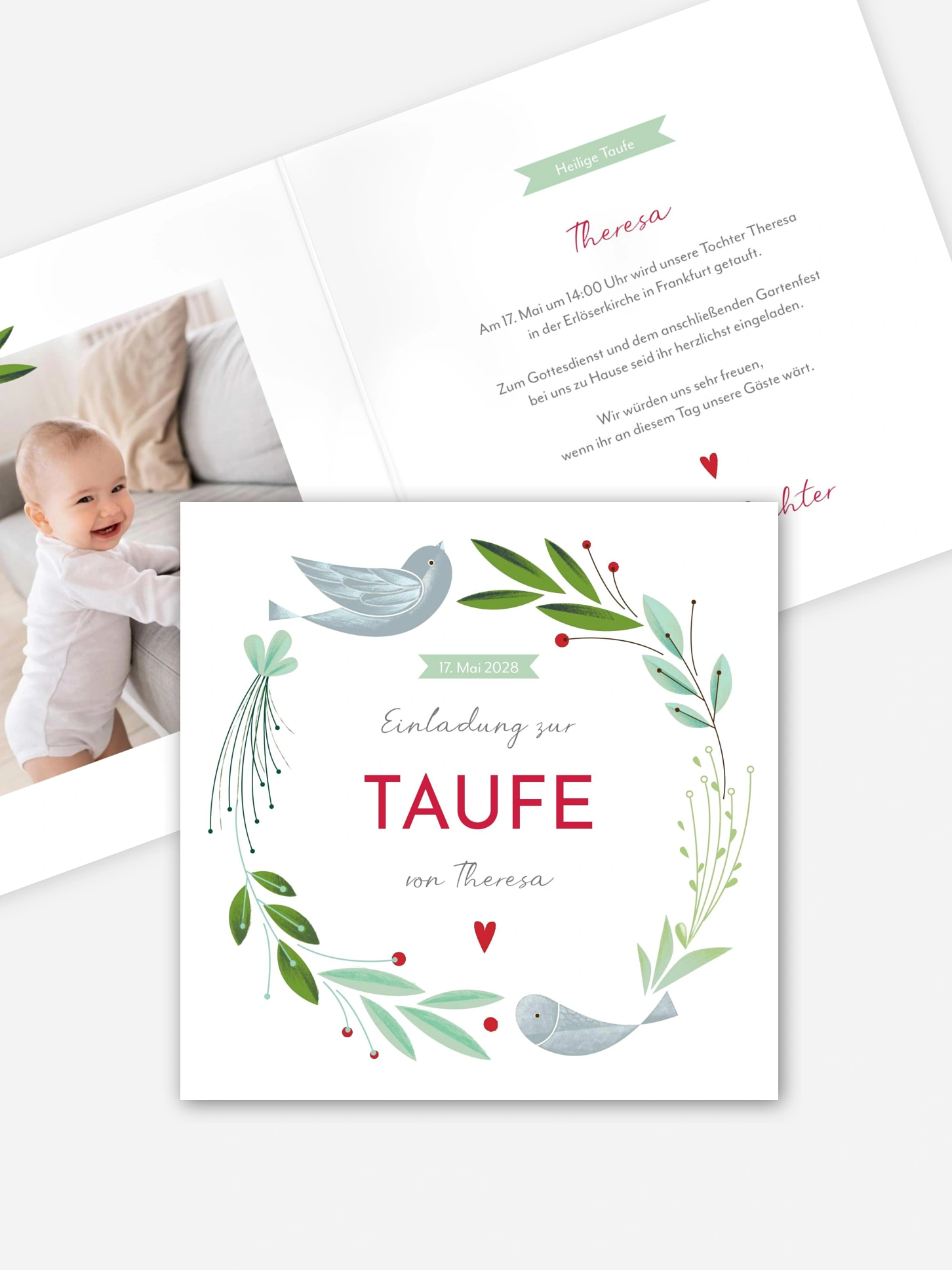 Taufeinladung Vogelnest