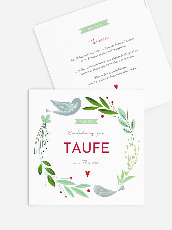 Taufeinladung Vogelnest
