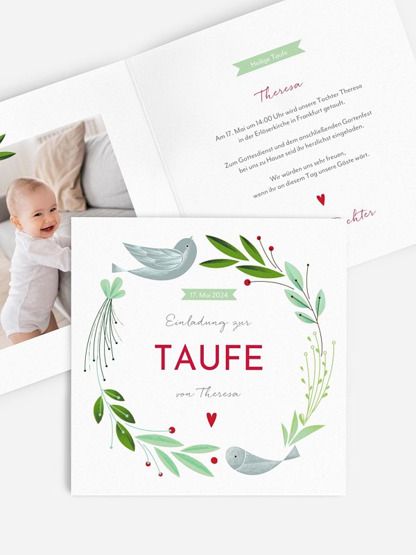 Taufeinladung Vogelnest