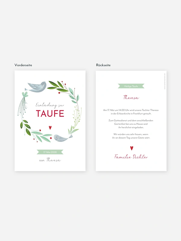 Taufeinladung Vogelnest
