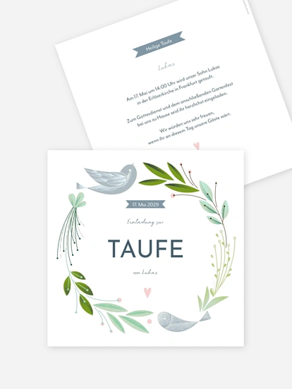 Taufeinladung Vogelnest