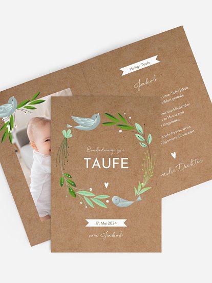Taufeinladung Vogelnest