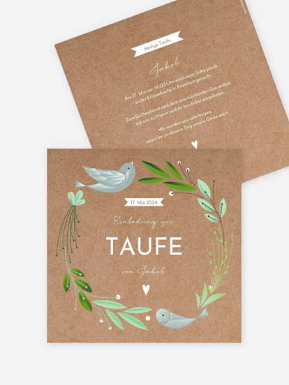 Taufeinladung Vogelnest