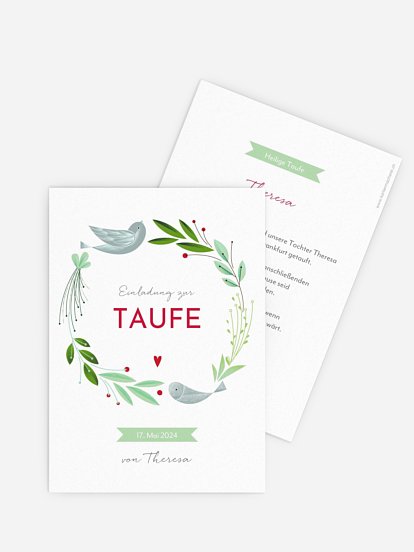 Taufeinladung Vogelnest