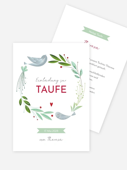 Taufeinladung Vogelnest