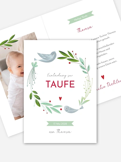 Taufeinladung Vogelnest