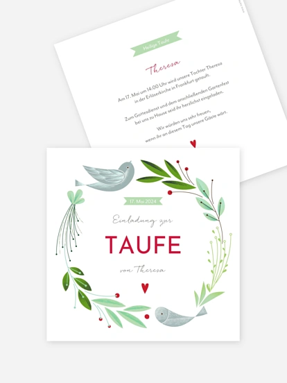 Taufeinladung Vogelnest