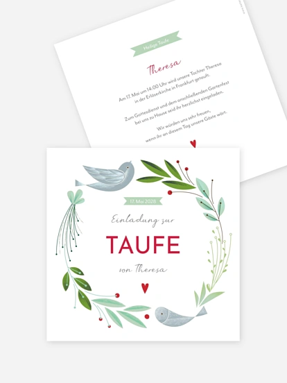 Taufeinladung Vogelnest