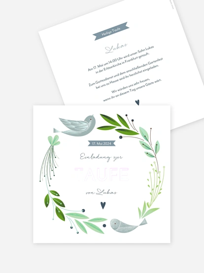 Taufeinladung Vogelnest