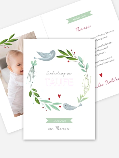 Taufeinladung Vogelnest