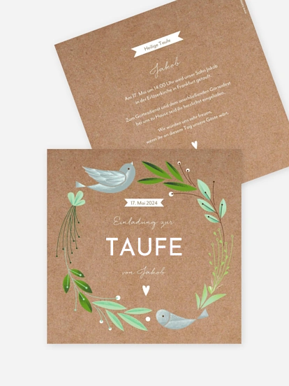 Taufeinladung Vogelnest