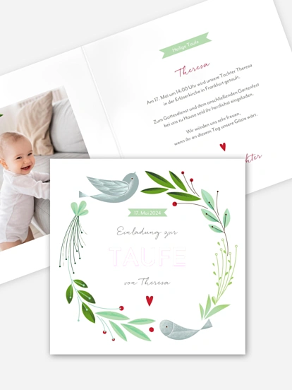 Taufeinladung Vogelnest