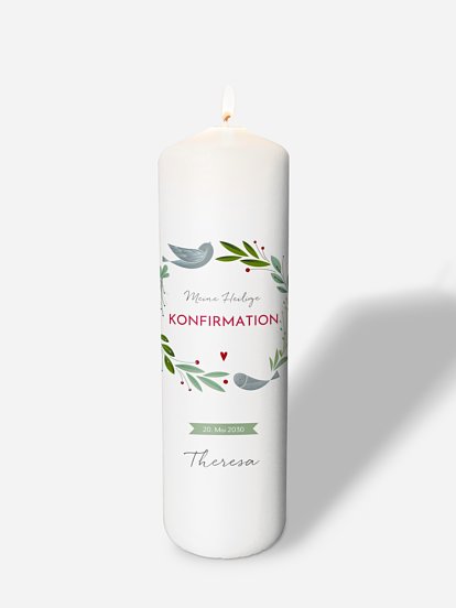 Konfirmationskerze Vogelnest