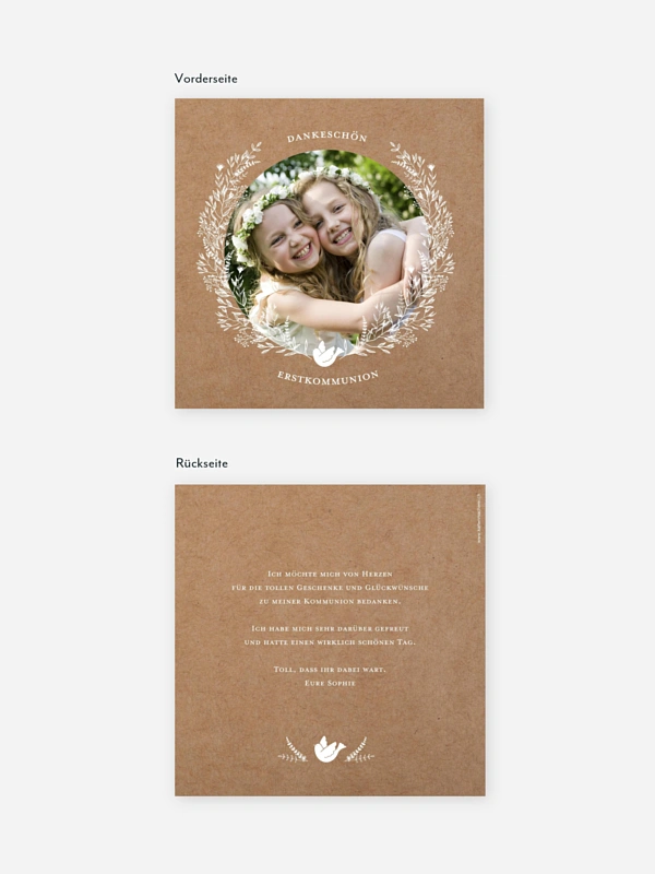 Danksagung Kommunion Sweet Dove