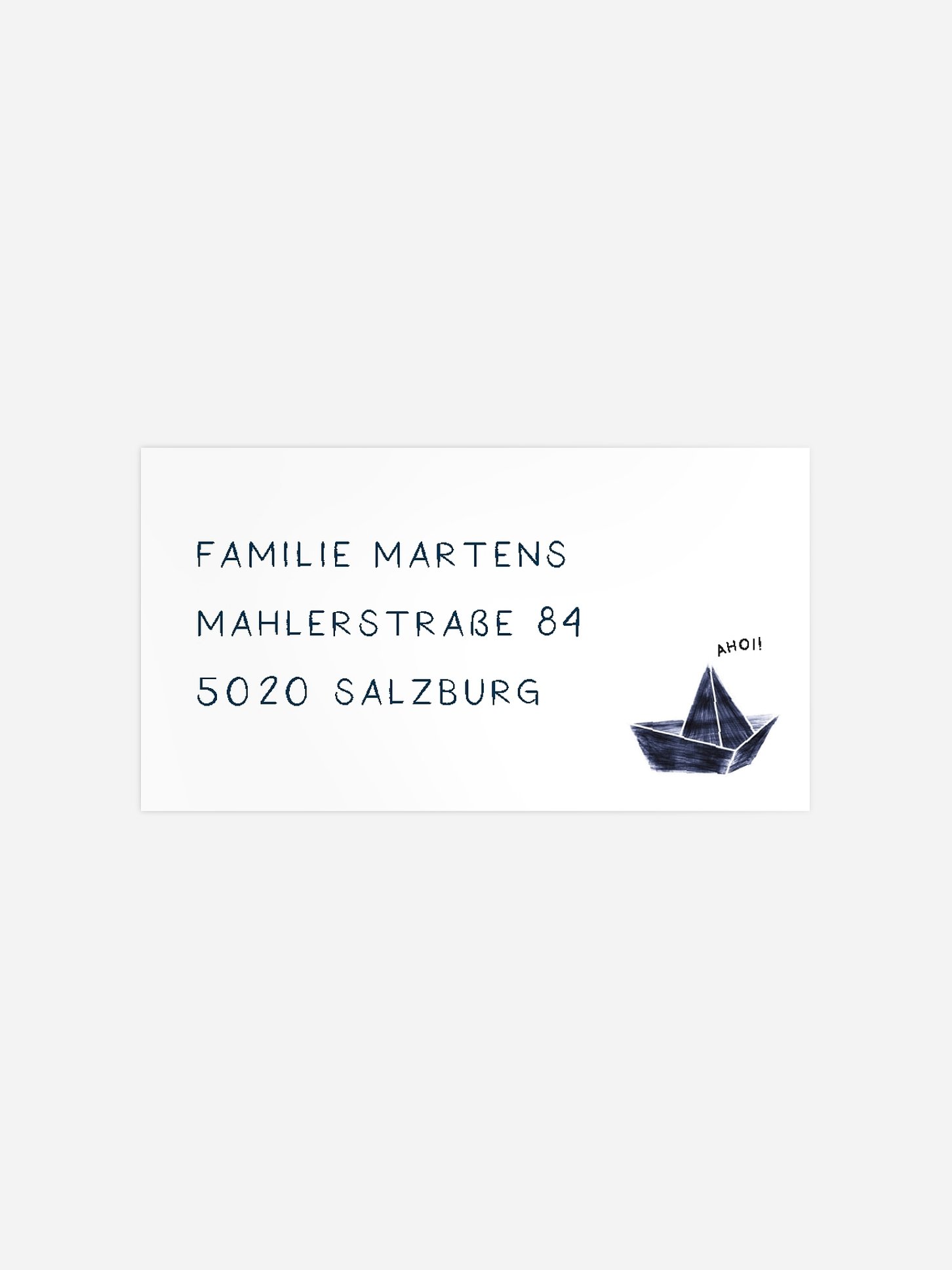Empfängeraufkleber Taufe Blue Boat