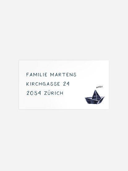 Empfängeraufkleber Taufe Blue Boat