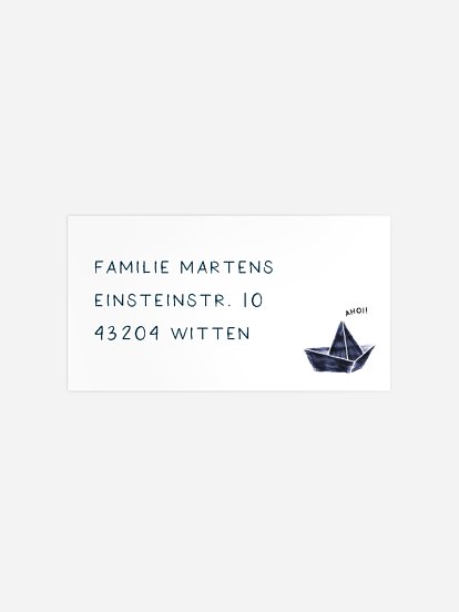 Empfängeraufkleber Taufe Blue Boat